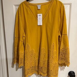 Chico's Mustard Lace Detail Tunic